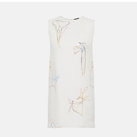 NWOT - Theory sleeveless dress linen print shift - Picture 5 of 11
